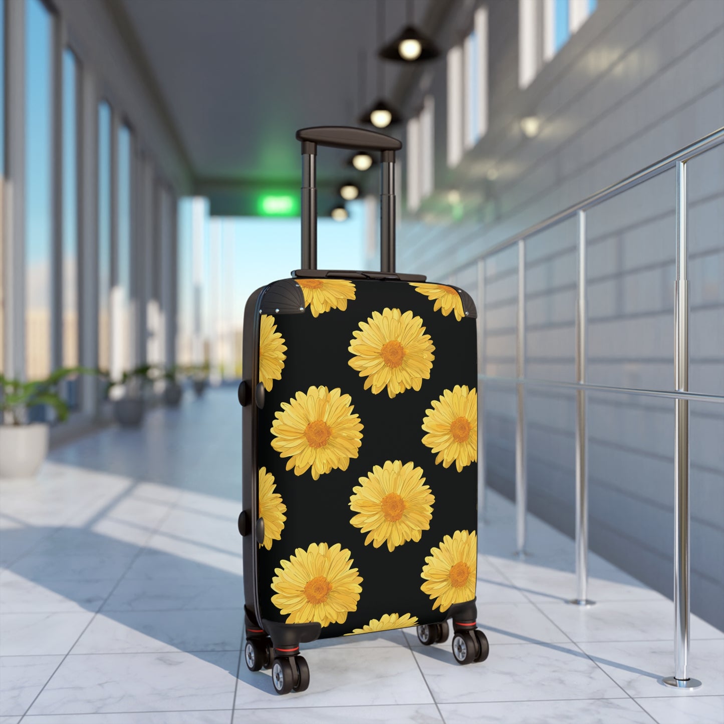 Delaney Daisy Print Luggage in Yellow