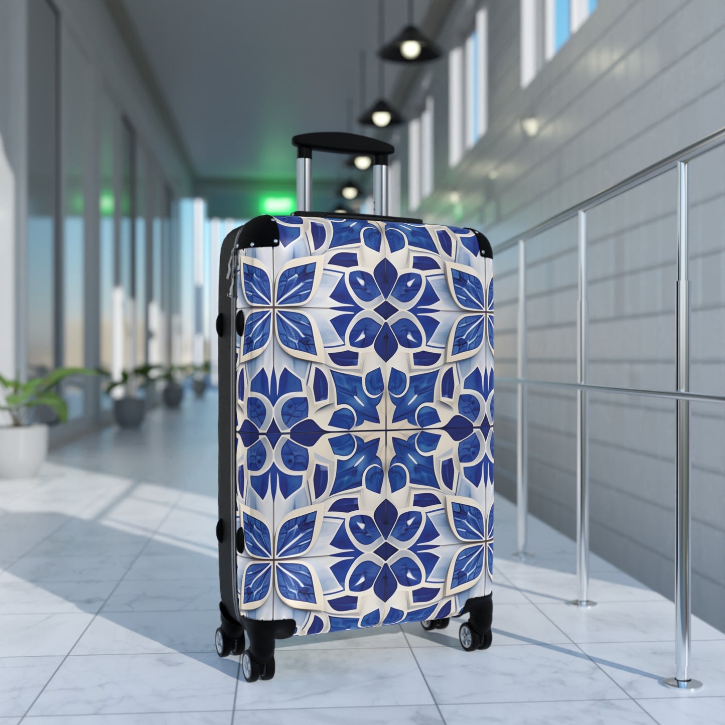 Blue Floral Mosaic Luggage