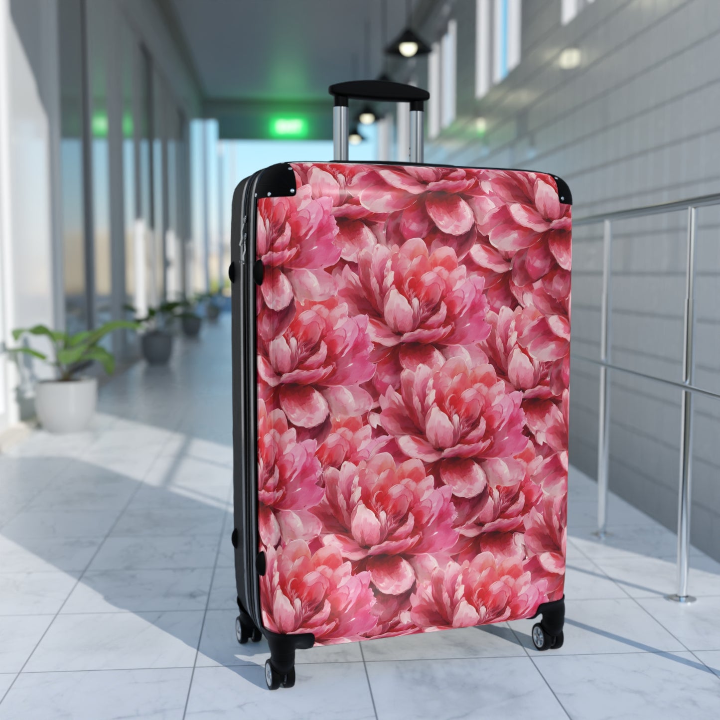 Delaney Elegant Pink Red Floral Luggage