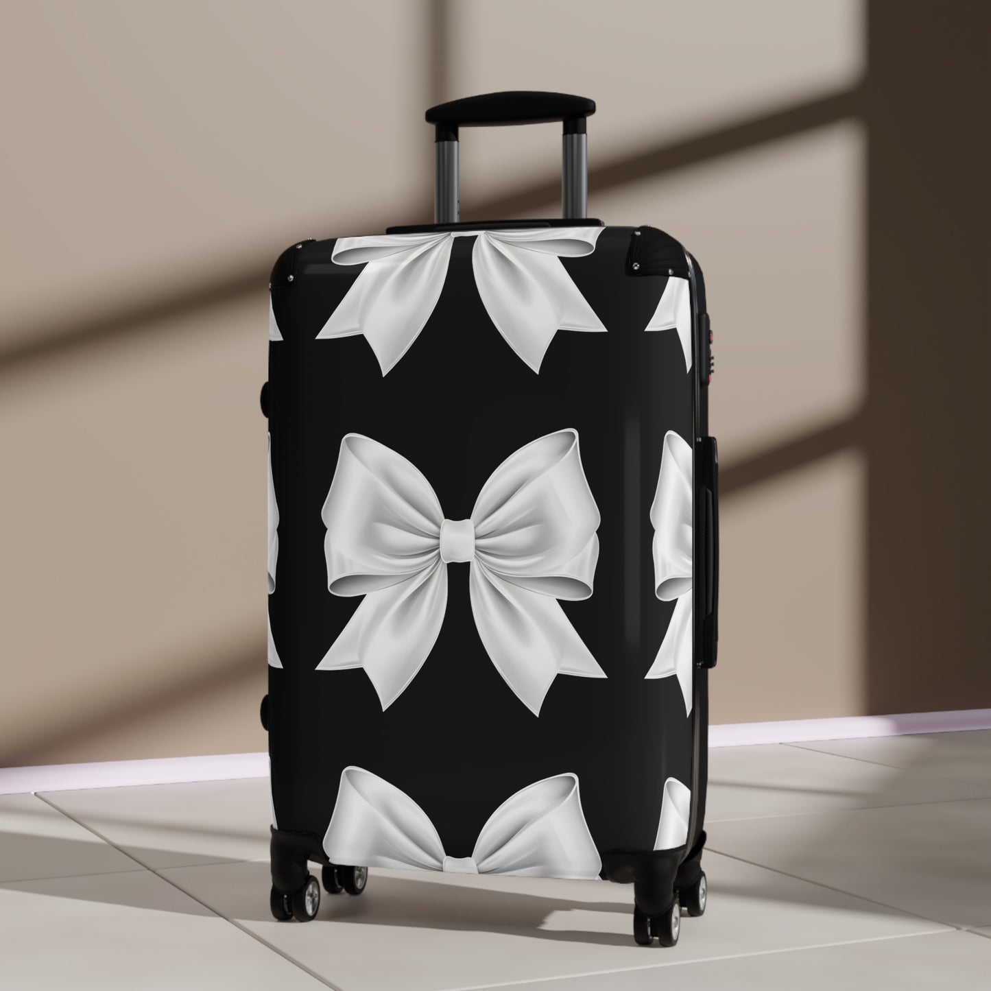 Alivia Black and White Bow Luggage