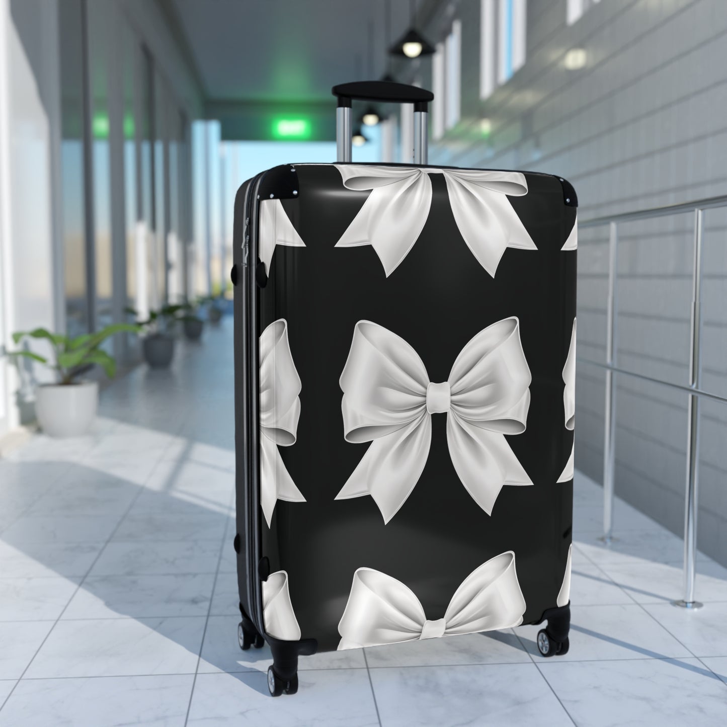 Alivia Black and White Bow Luggage