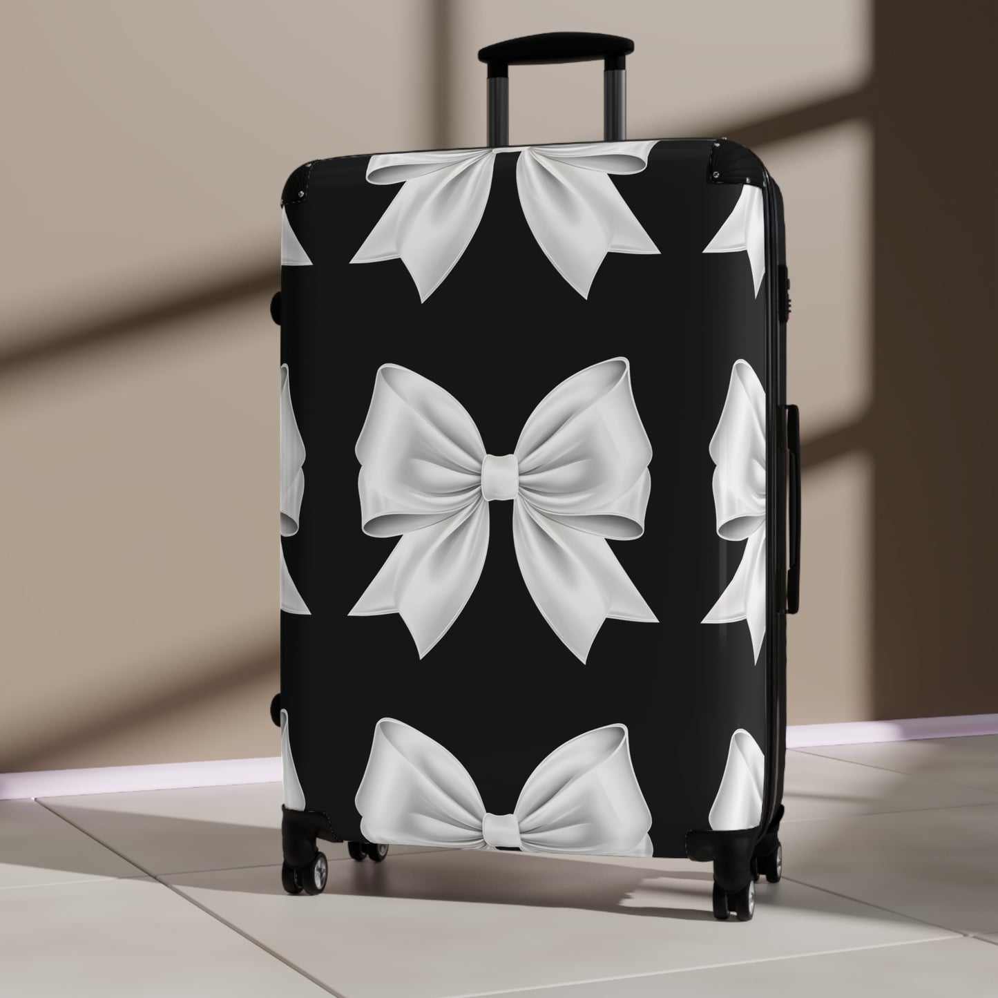 Alivia Black and White Bow Luggage