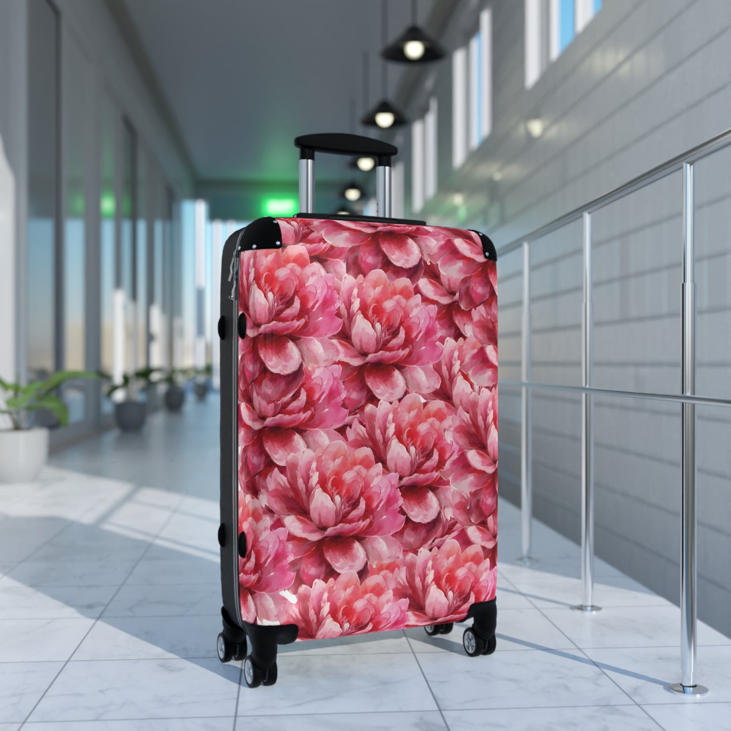 Delaney Elegant Pink Red Floral Luggage