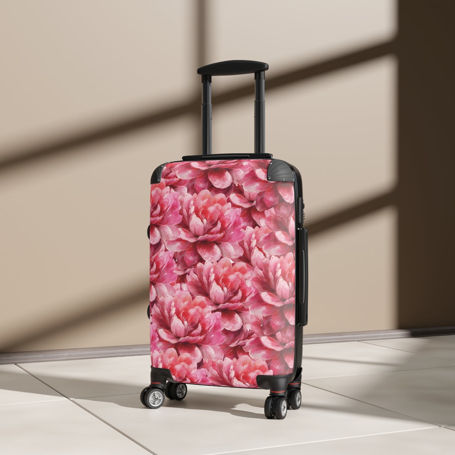 Delaney Elegant Pink Red Floral Luggage