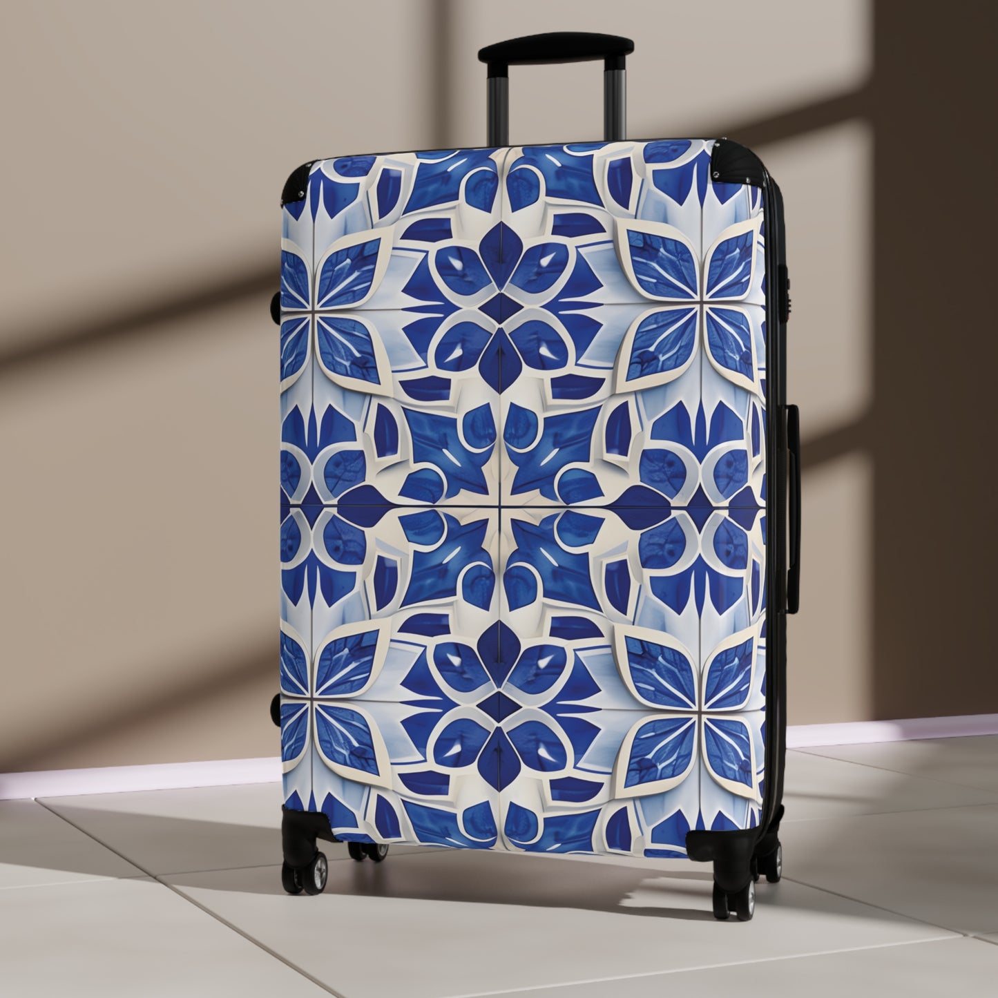 Blue Floral Mosaic Luggage