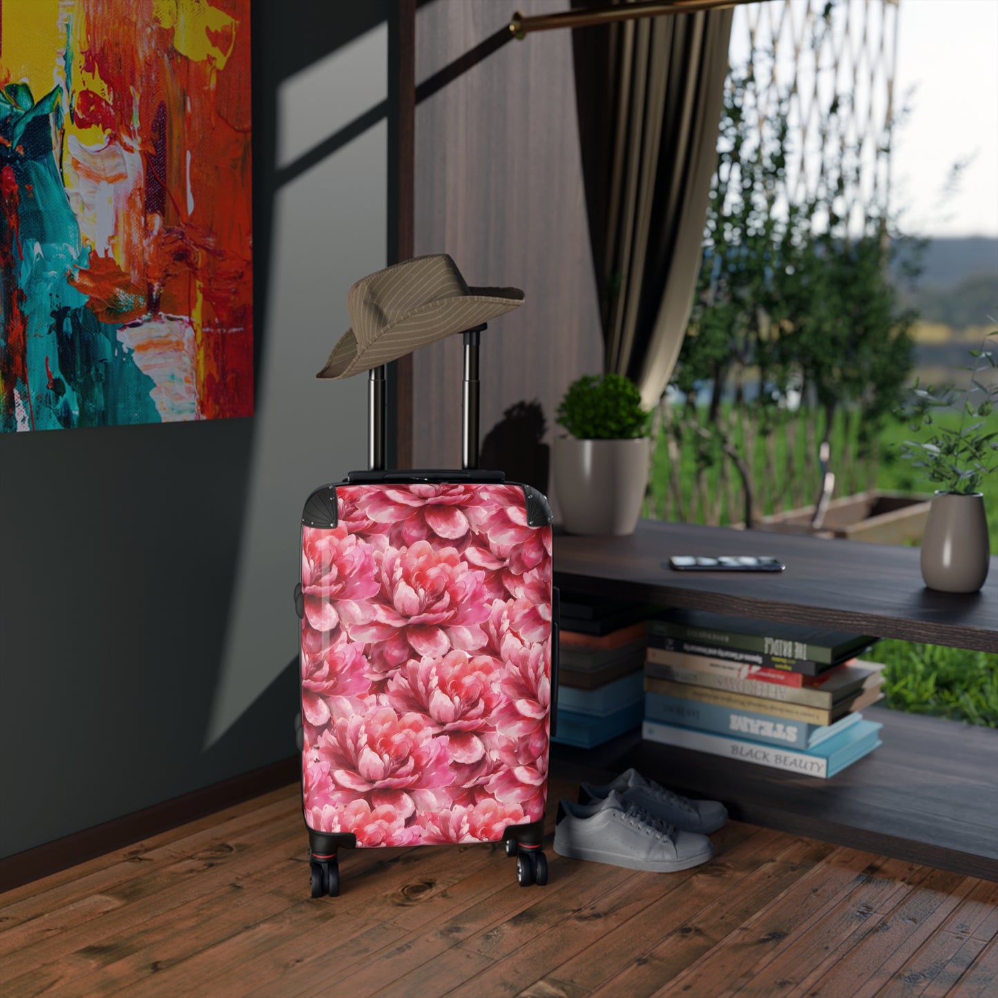 Delaney Elegant Pink Red Floral Luggage