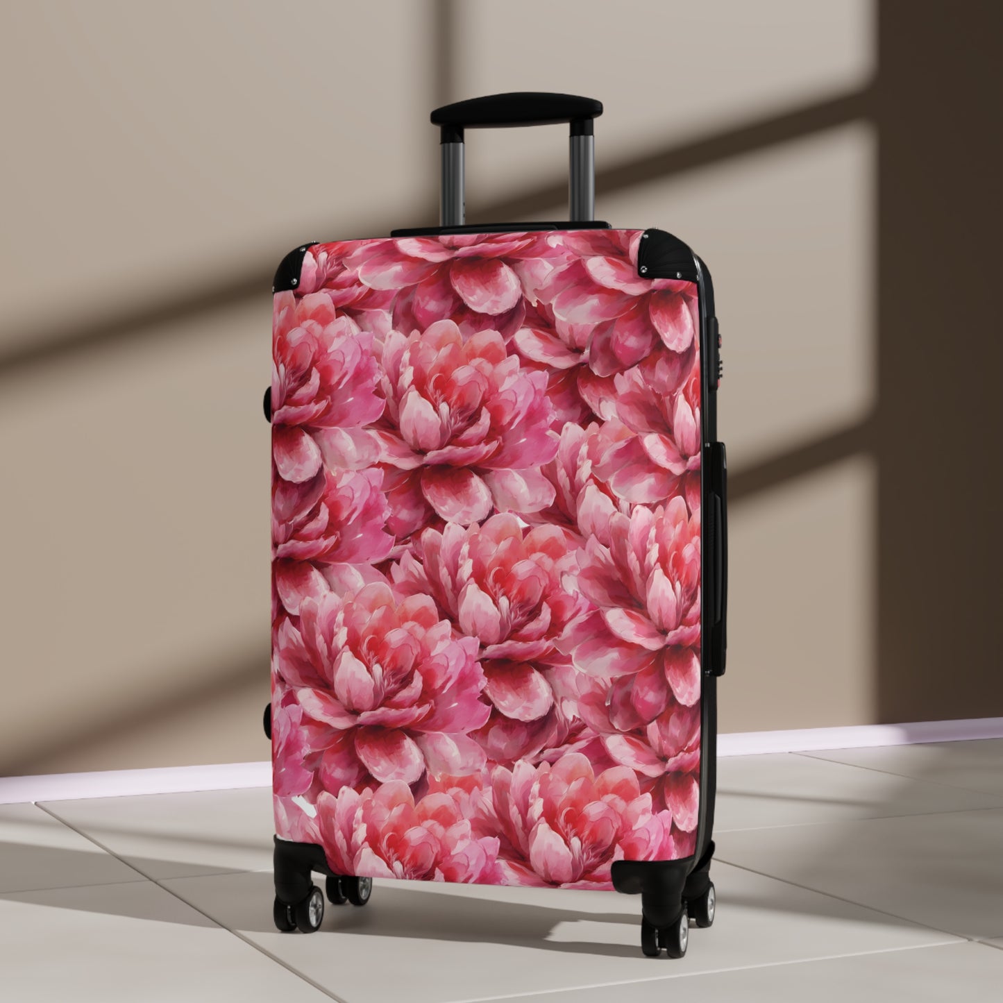 Delaney Elegant Pink Red Floral Luggage