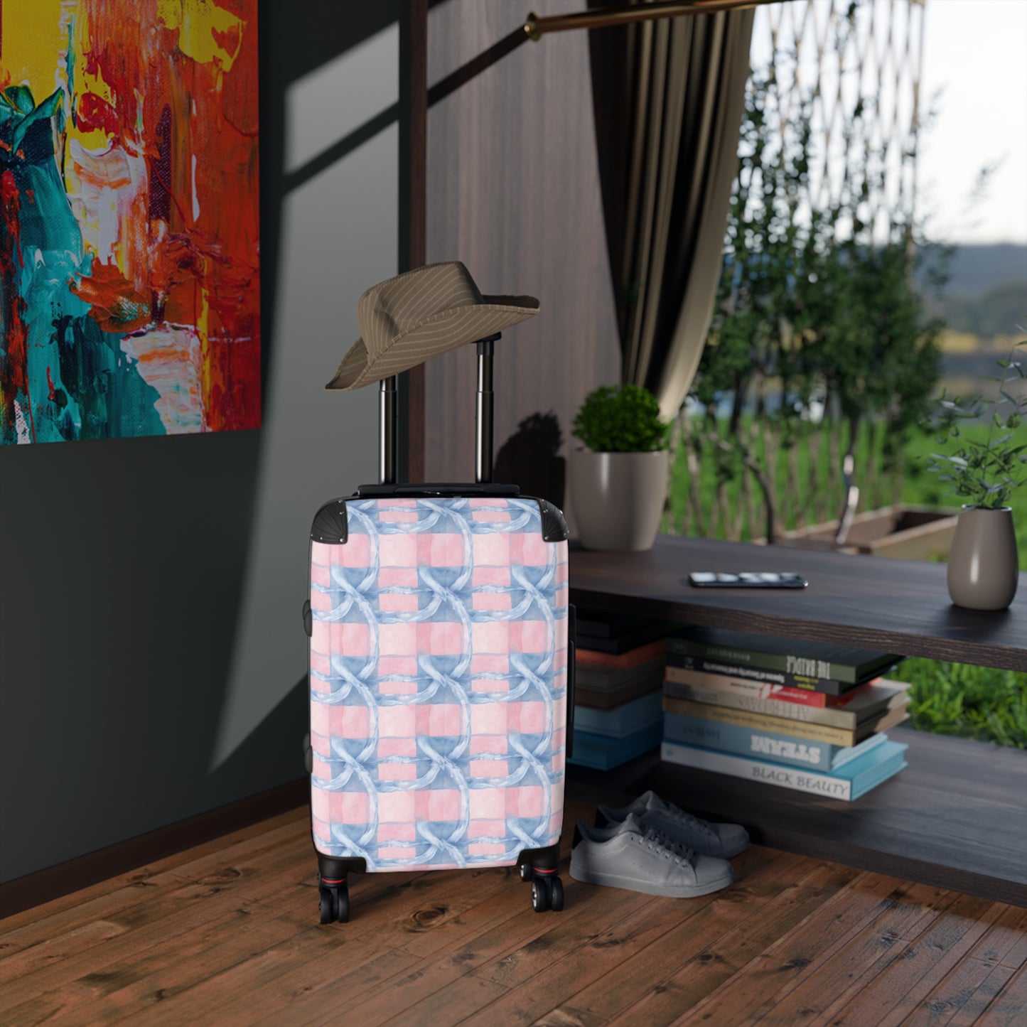 Alivia Ribbon Luggage in Pink and Blue