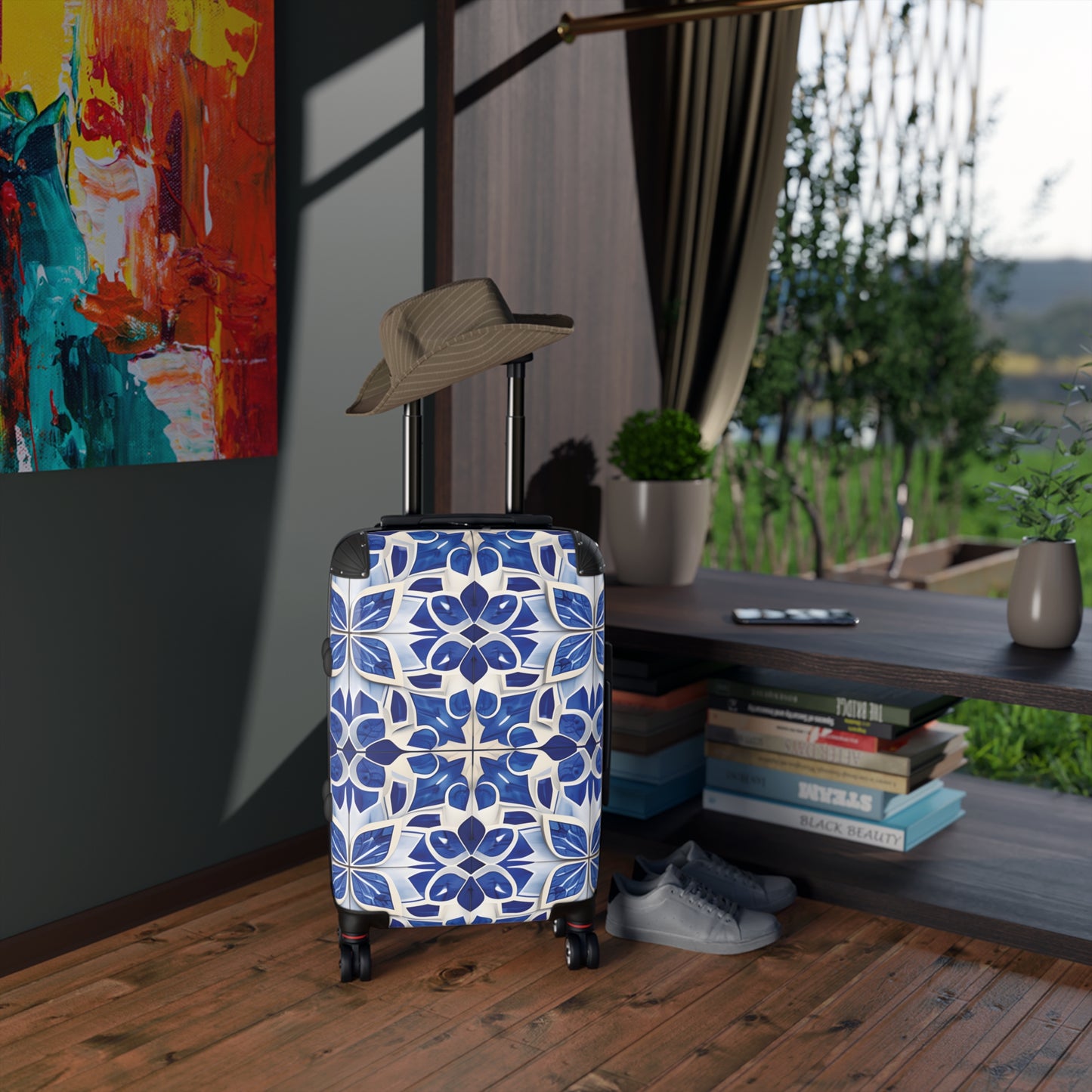 Blue Floral Mosaic Luggage