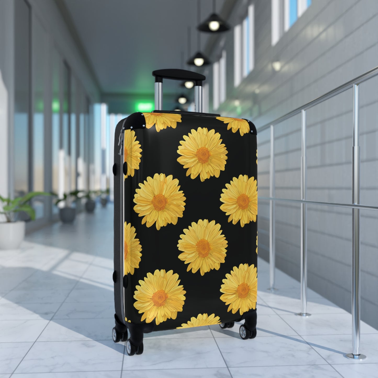 Delaney Daisy Print Luggage in Yellow