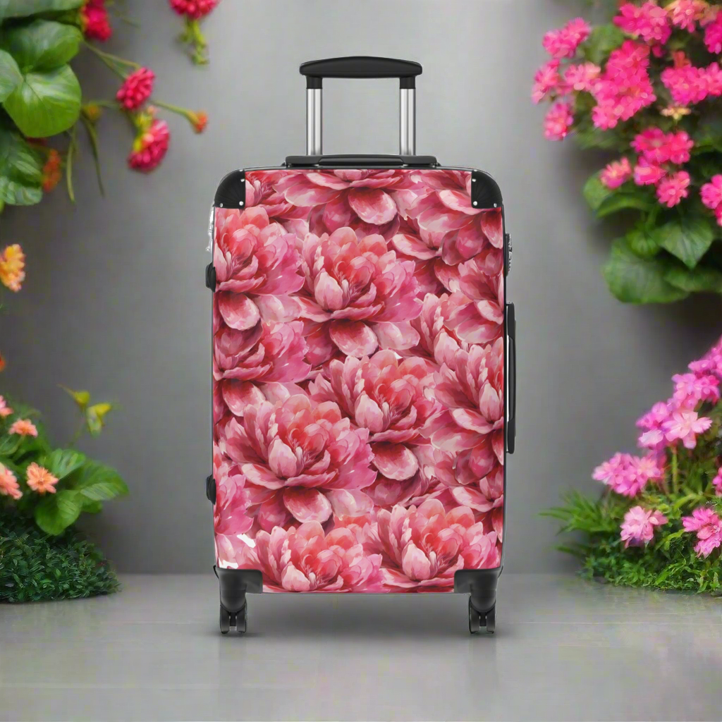 Delaney Elegant Pink Red Floral Luggage