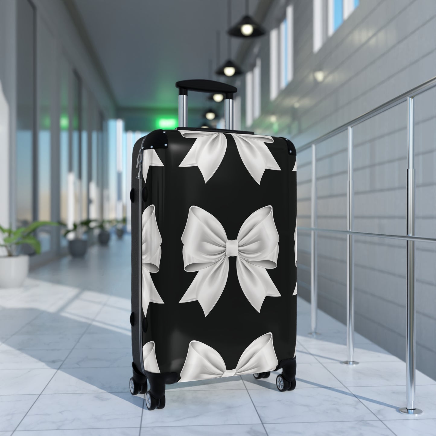 Alivia Black and White Bow Luggage