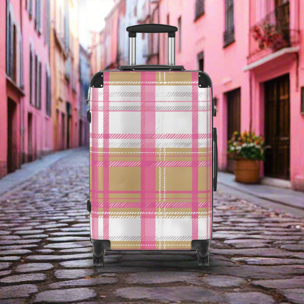 Alivia Ribbon Luggage in Pink/Gold