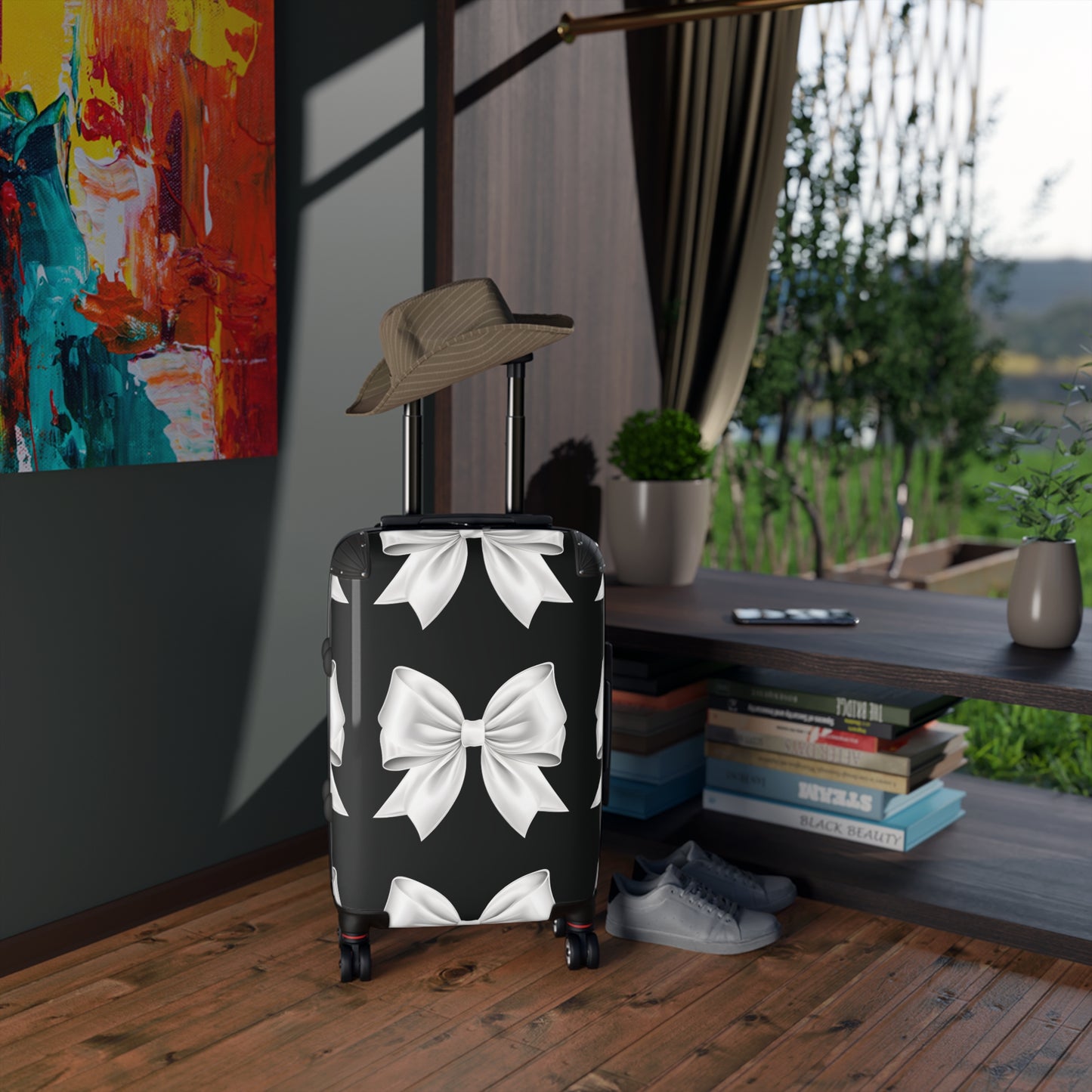 Alivia Black and White Bow Luggage