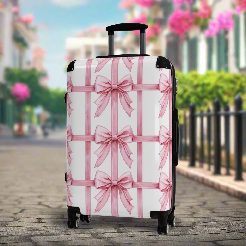 Alivia Bow Luggage in Pink
