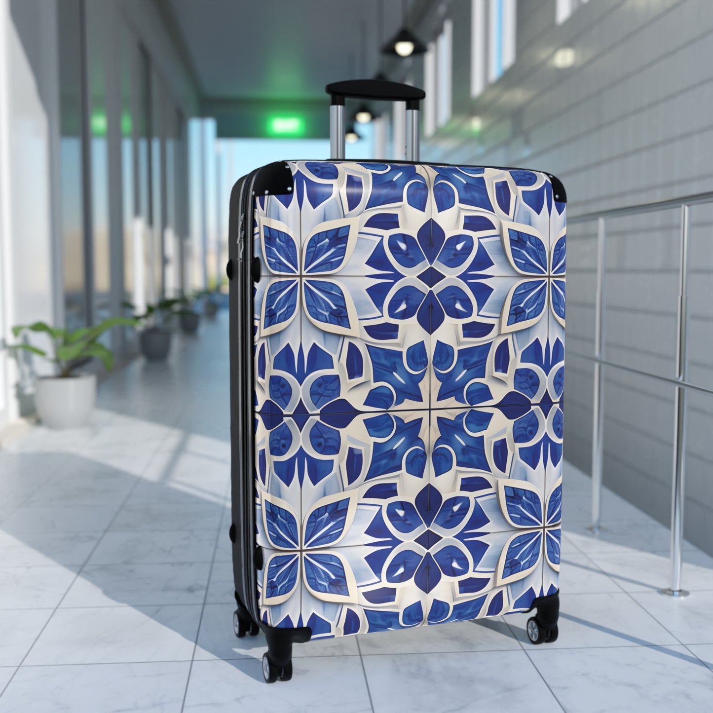 Blue Floral Mosaic Luggage