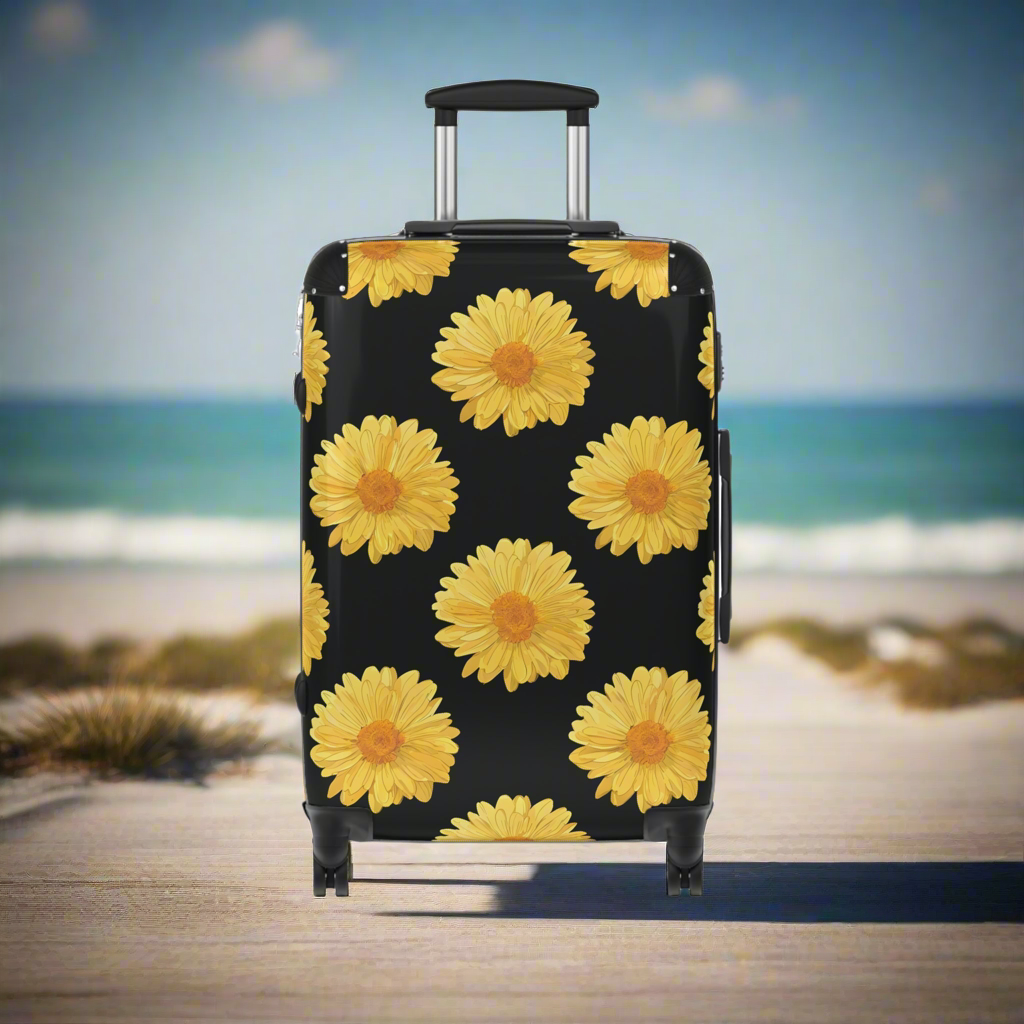 Delaney Daisy Print Luggage in Yellow