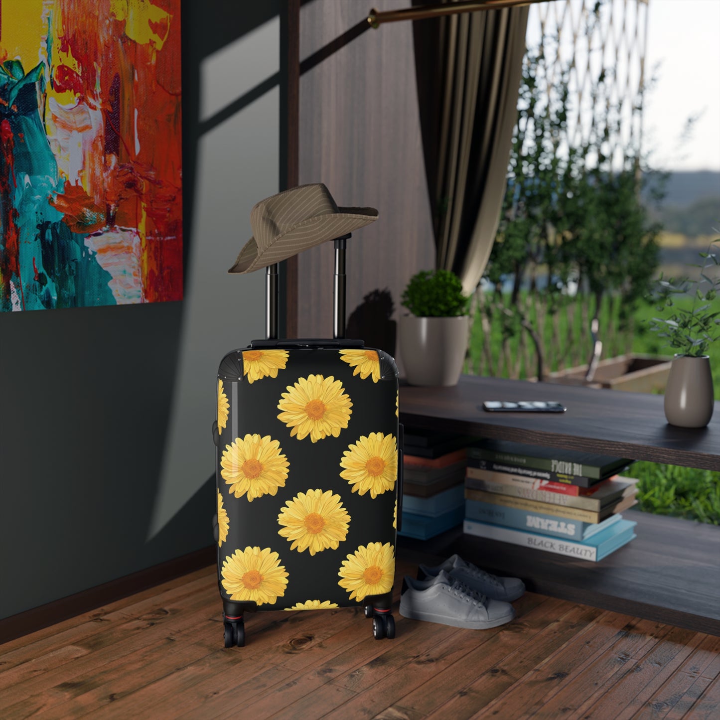 Delaney Daisy Print Luggage in Yellow