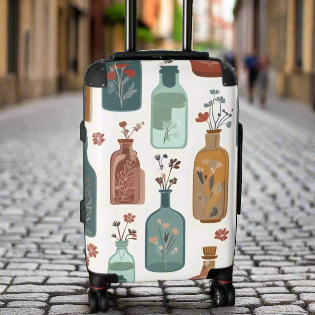 Vintage Apothecary Flower Luggage